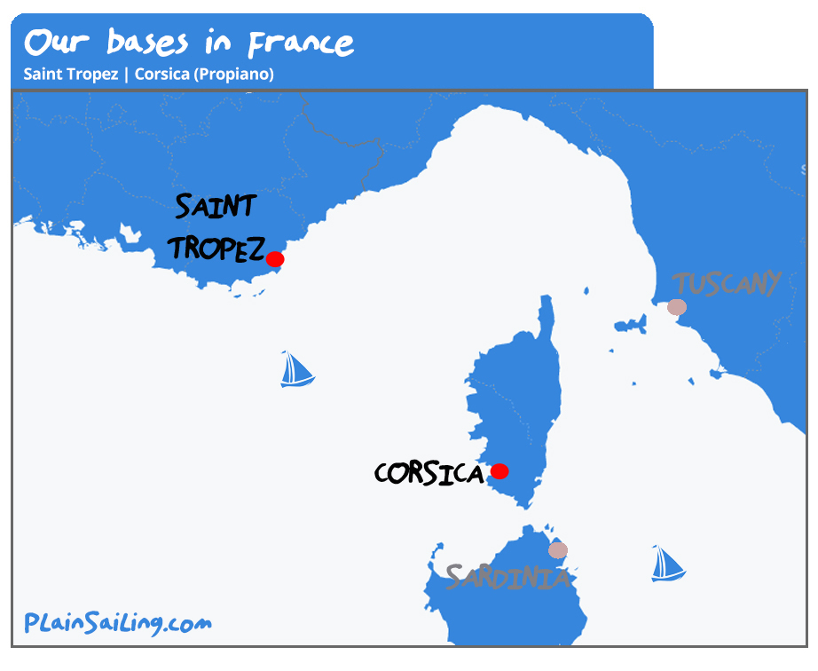 Our Yacht Charter base in France - Saint Tropez and Propriano, Corsica